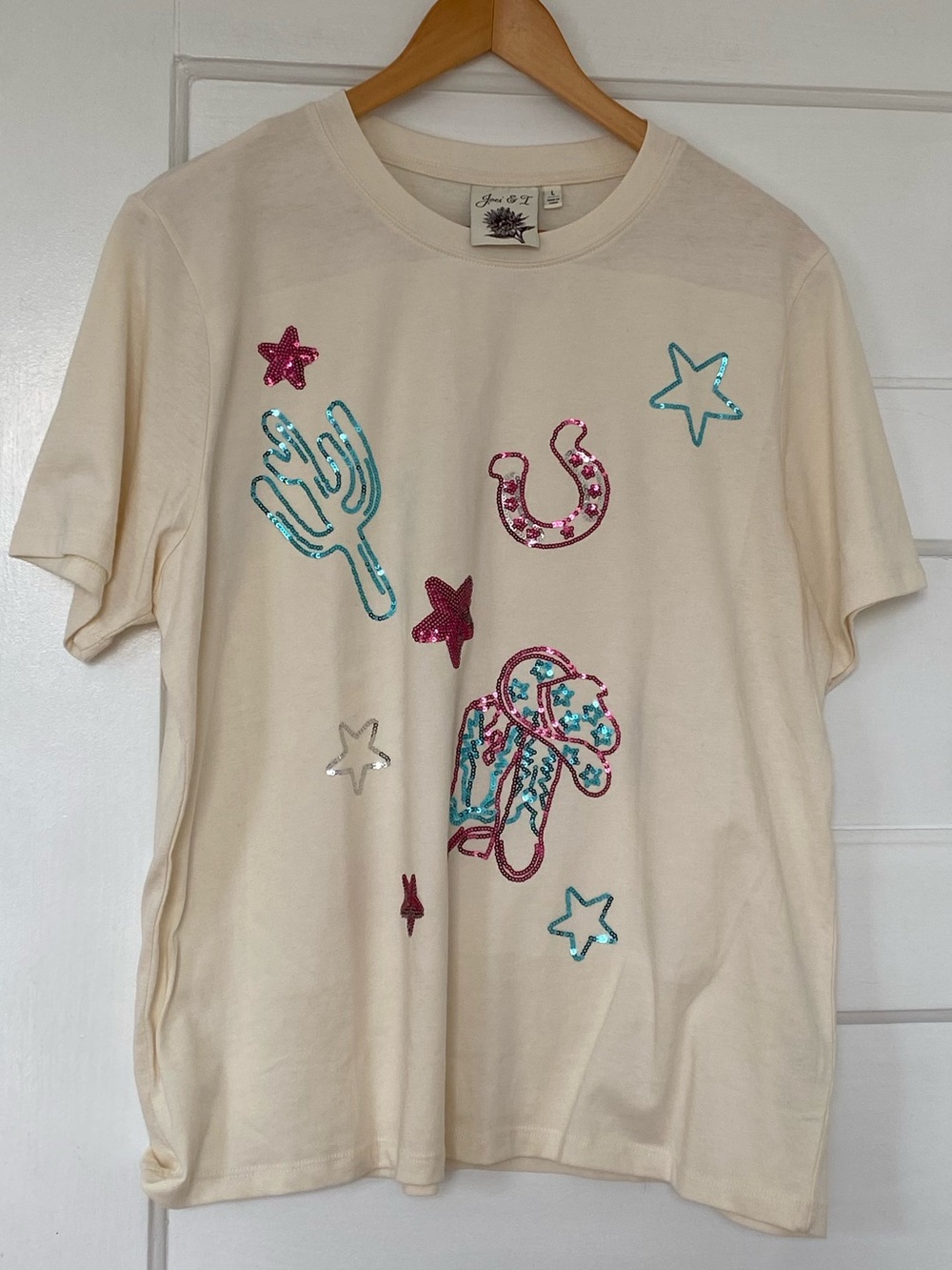 Joei & I western cowgirl glitter embellished t shirt